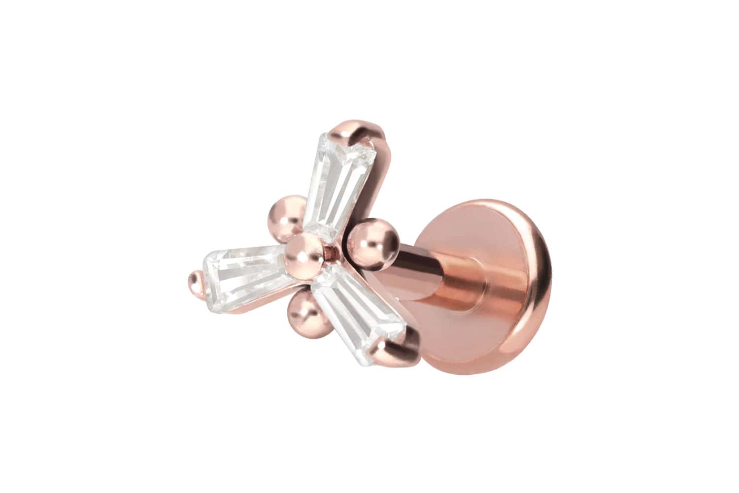 Titan Labret Piercing mit Push Fit KRISTALLBLUME